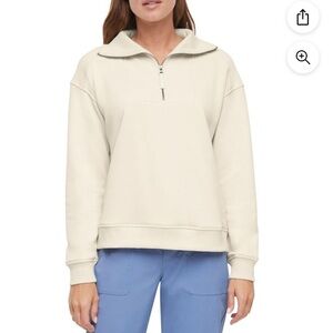 Eddie Bauer Women's Cream Half-Zip Pullover Sweatshirt XXL